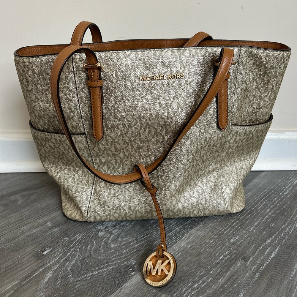 Michael Kors Signature Beige and Tan Tote